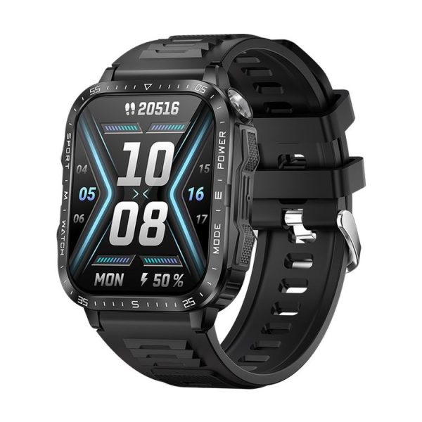 KT79 1.96 inch Color Screen Smart Watch, Support Bluetooth Call / Health Monitoring (Black Silver)