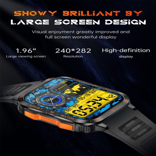 KT79 1.96 inch Color Screen Smart Watch, Support Bluetooth Call / Health Monitoring (Black Silver) - Image 5
