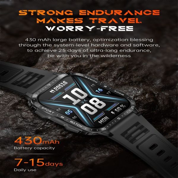 KT79 1.96 inch Color Screen Smart Watch, Support Bluetooth Call / Health Monitoring (Black Silver) - Image 6