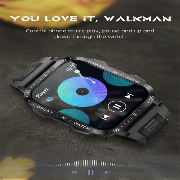 KT79 1.96 inch Color Screen Smart Watch, Support Bluetooth Call / Health Monitoring (Black Silver) - Image 9