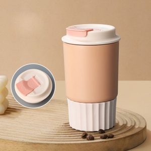 JUNSUNMAY 380ml 304 Stainless Steel Vacuum Insulated Coffee Travel Mug Spill Proof with Lid (Pink)