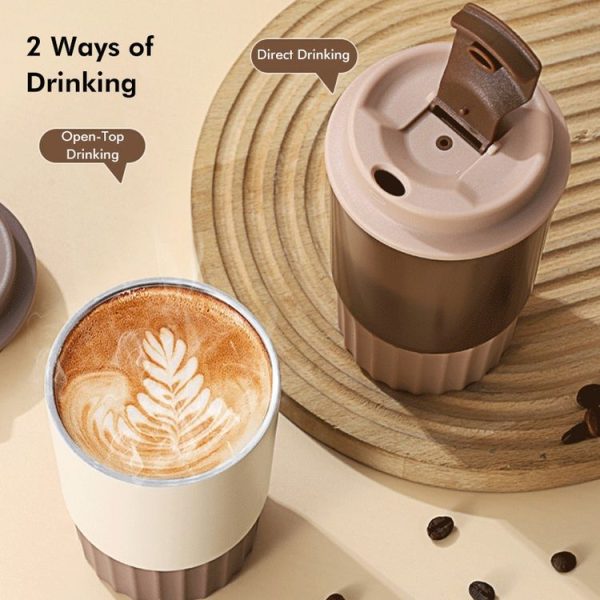 JUNSUNMAY 380ml 304 Stainless Steel Vacuum Insulated Coffee Travel Mug Spill Proof with Lid (Pink) - Image 3