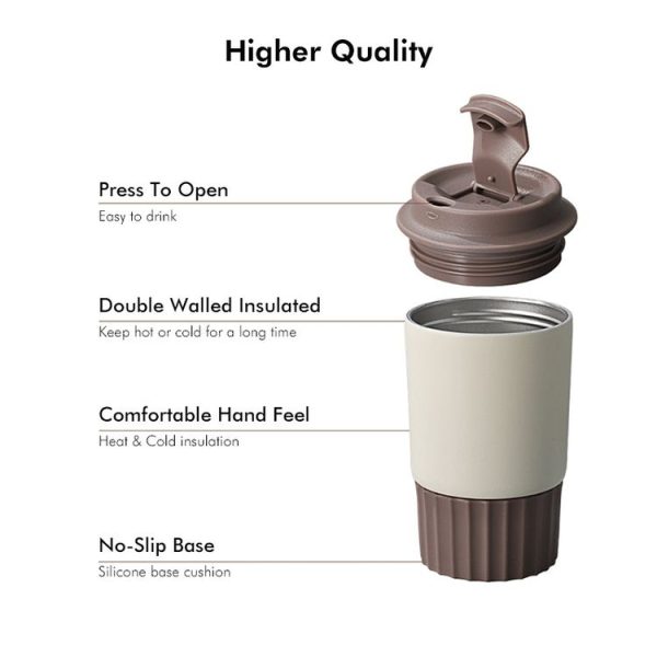 JUNSUNMAY 380ml 304 Stainless Steel Vacuum Insulated Coffee Travel Mug Spill Proof with Lid (Pink) - Image 5