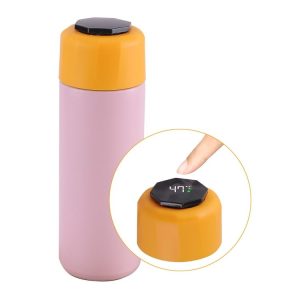 JUNSUNMAY 420ml Vacuum Insulated Water Bottle with LED Temperature Display (Pink)