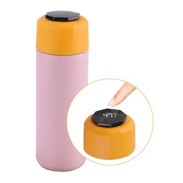 JUNSUNMAY 420ml Vacuum Insulated Water Bottle with LED Temperature Display (Pink)