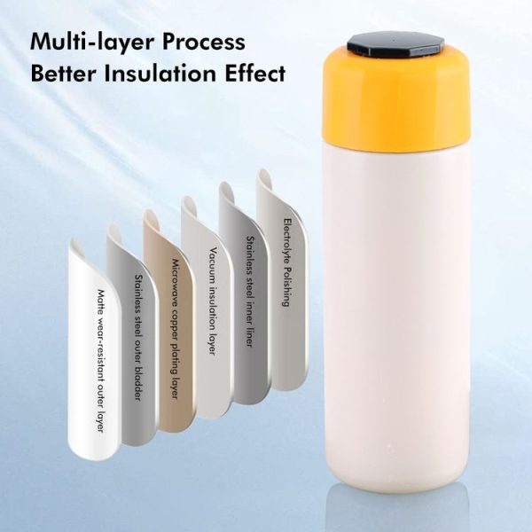 JUNSUNMAY 420ml Vacuum Insulated Water Bottle with LED Temperature Display (Pink) - Image 3