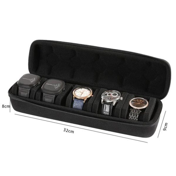 Portable 5 Watch Position Zipper Display Storage Box Hard Case - Image 2