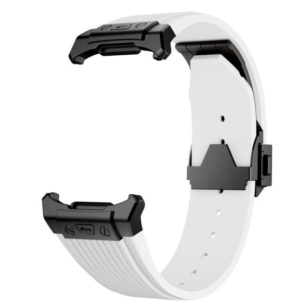 Samsung Galaxy Watch Ultra 47mm Black Connector Black Buckle Silicone Watch Band (White) - Image 6