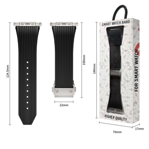 Samsung Galaxy Watch Ultra 47mm Black Connector Black Buckle Silicone Watch Band (White) - Image 8
