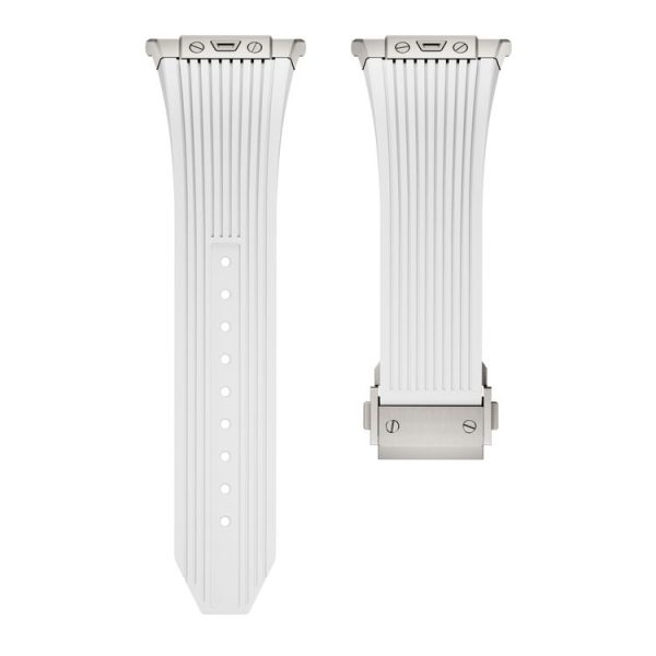 Samsung Galaxy Watch Ultra 47mm Titanium Connector Silver Buckle Silicone Watch Band (White) - Image 7