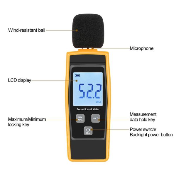 RZ1359 Digital Sound Level Meter DB Meters Noise Tester in Decibels LCD Screen - Image 3