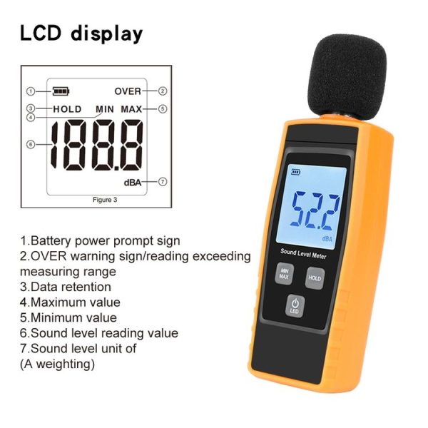 RZ1359 Digital Sound Level Meter DB Meters Noise Tester in Decibels LCD Screen - Image 4