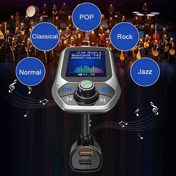 T43 Car Bluetooth Mp3 Multi-function Large Color Screen QC3.0 Bluetooth Car Charge Lossless Car Bluetooth Player - Image 7