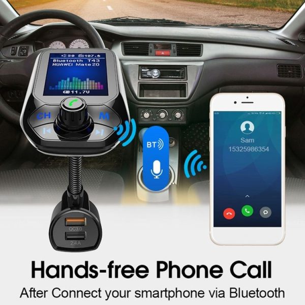 T43 Car Bluetooth Mp3 Multi-function Large Color Screen QC3.0 Bluetooth Car Charge Lossless Car Bluetooth Player - Image 8