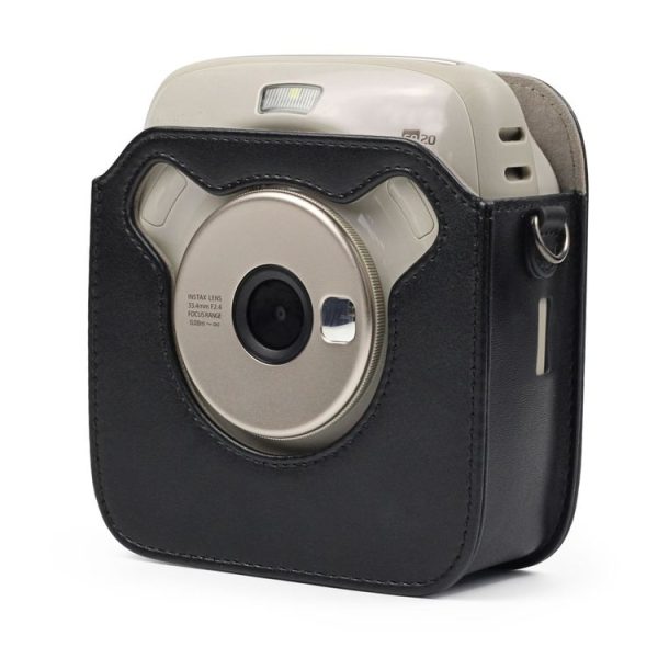 Full Body Camera PU Leather Case Bag with Strap for Fujifilm Instax Square SQ20 (Black) - Image 5