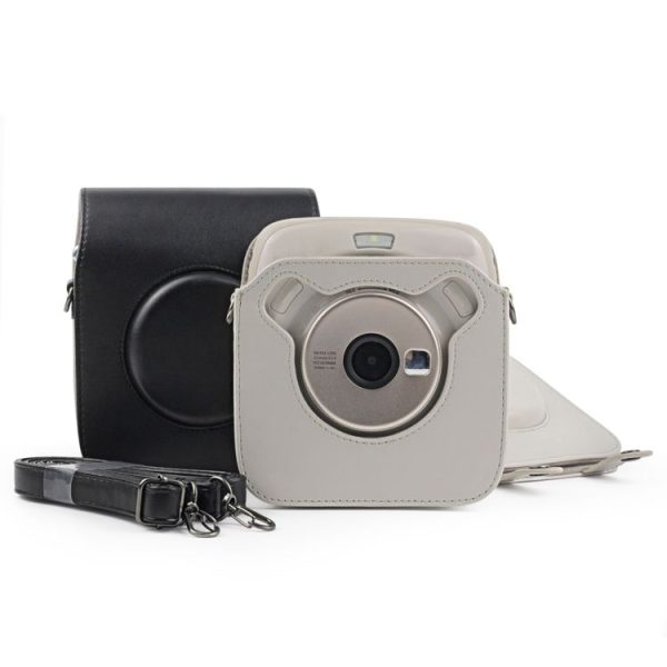 Full Body Camera PU Leather Case Bag with Strap for Fujifilm Instax Square SQ20 (Black) - Image 6