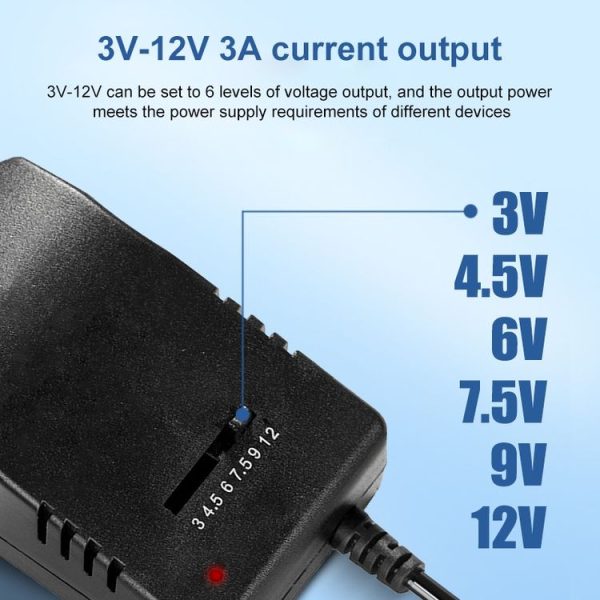Voltage Adjustable Universal Power Adapter 110 220V to 12V 3V 4.5V 6V 7.5V 9V AC DC Adapter 3A Max 12 Volt Power Supply Adapter, EU Plug - Image 6