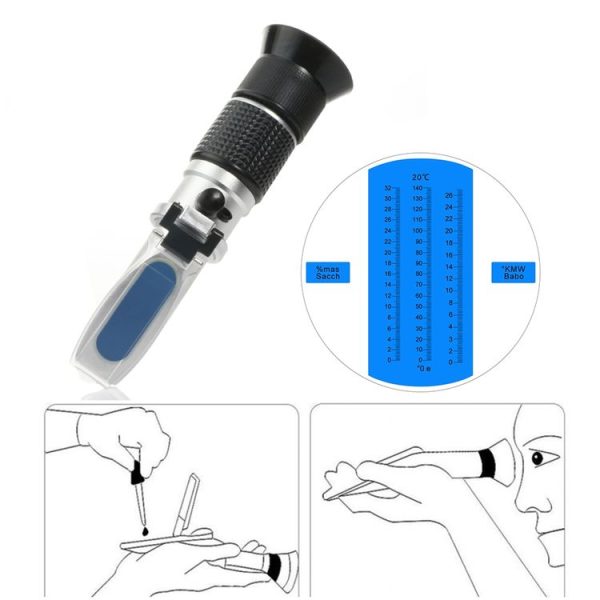 RZ136 Refractometer Fruit Wine Meter Sugar Portable Auto Brix 0~32% Alcohol 0~26% Fruit Juice Wine Sugar Meter Refractometer - Image 2