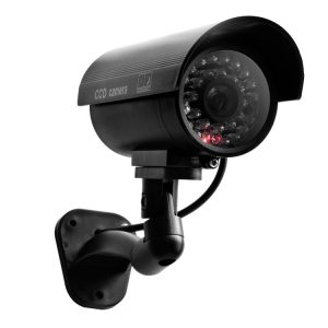 IP66 Waterproof Dummy CCTV Camera With Flashing LED For Realistic Looking for Security Alarm (black)