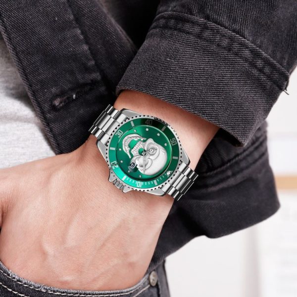 SKMEI 9195 Fashion Water-inlaid Drill Skull Nightlight Waterproof Quartz Watch Steel Strip Watch for Men (Golden Blue) - Image 13