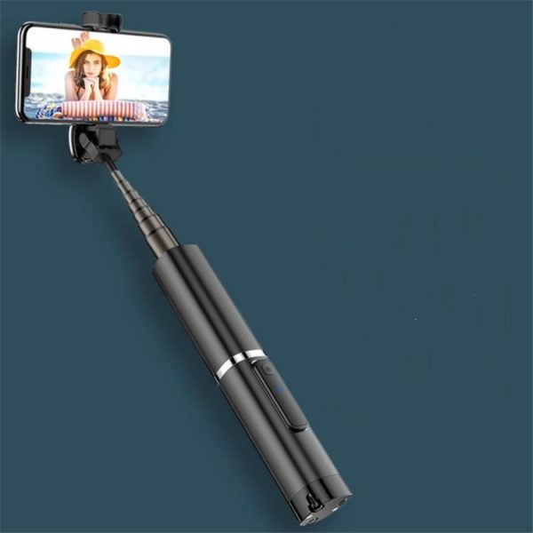 Handheld Wireless Bluetooth Concealed Telescopic Stand One Bluetooth Selfie Stick (Black) - Image 3