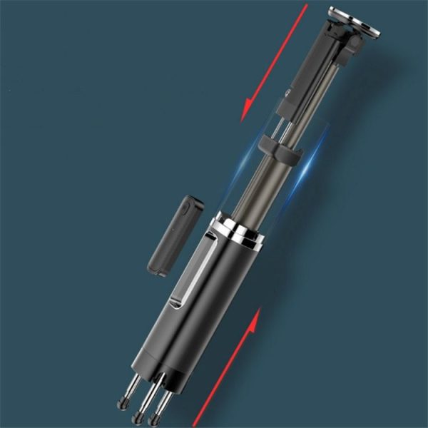 Handheld Wireless Bluetooth Concealed Telescopic Stand One Bluetooth Selfie Stick (Black) - Image 4