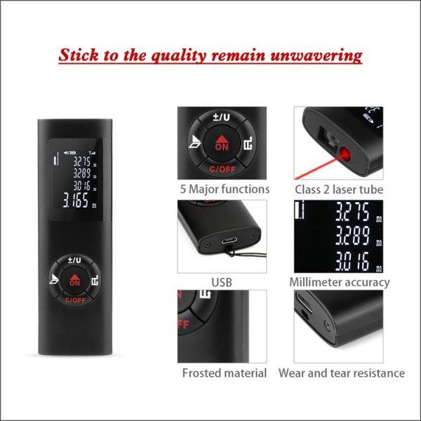 JQ-40 Mini Laser Distance Meter 40m Rechargeable Digital Handheld Laser Rangefinder Portable Laser Range Finder Build Measure - Image 6