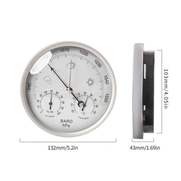 THB9392 132mm Wall Mounted Digital Thermometer Hygrometer Household High Accuracy Pressure Gauge Air Weather Instrument Barometer (Gold) - Image 5