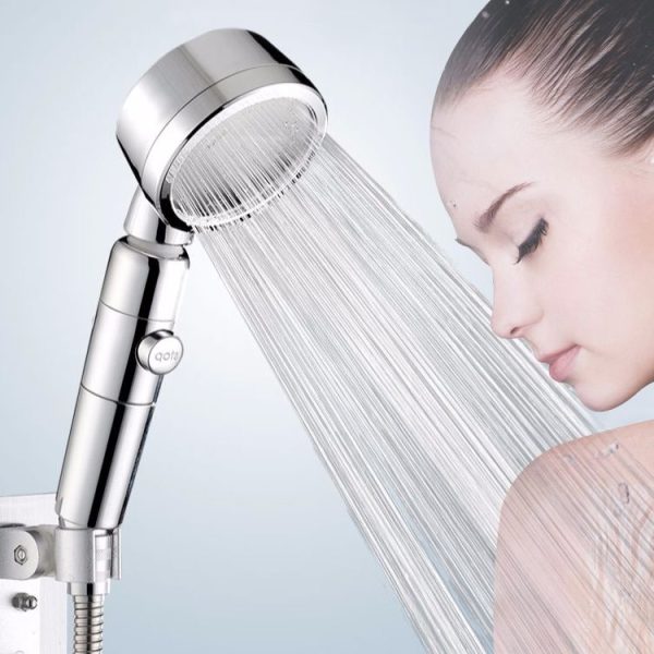 Nozzle Powerful Booster Rain Shower Set Household Bathroom Switch Rotatable Shower (Silver)
