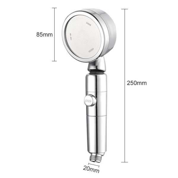Nozzle Powerful Booster Rain Shower Set Household Bathroom Switch Rotatable Shower (Silver) - Image 2