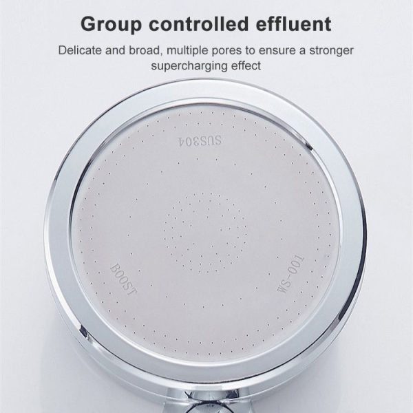 Nozzle Powerful Booster Rain Shower Set Household Bathroom Switch Rotatable Shower (Silver) - Image 3