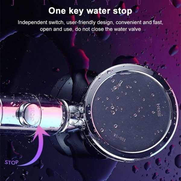 Nozzle Powerful Booster Rain Shower Set Household Bathroom Switch Rotatable Shower (Silver) - Image 8