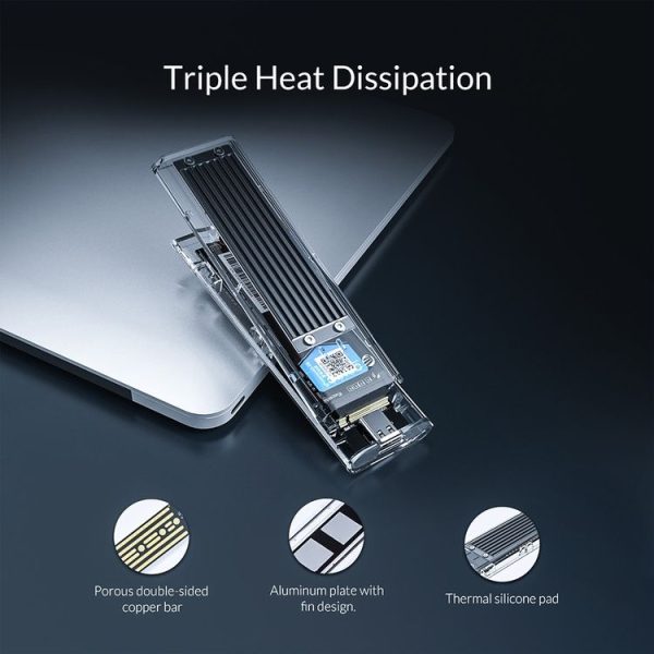 ORICO TCM2F-C3 NGFF M.2 Hard Drive Enclosure, Tool Free Type-C Interface Transparent Hard Disk Box - Image 10
