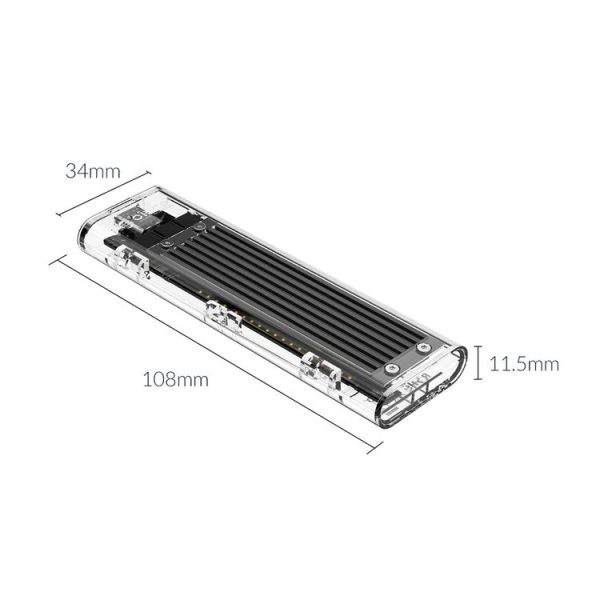ORICO TCM2F-C3 NGFF M.2 Hard Drive Enclosure, Tool Free Type-C Interface Transparent Hard Disk Box - Image 4