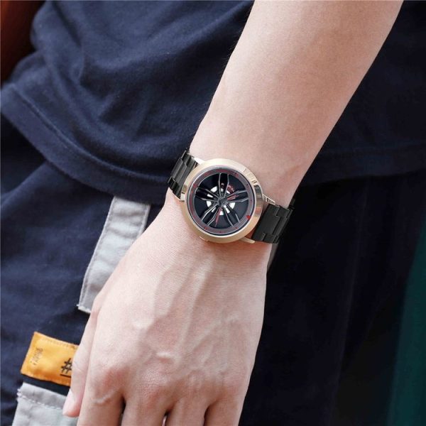 SANDA1009 Watch Man Student Casual Waterproof Steel Band Watch Man (Rose Gold) - Image 12