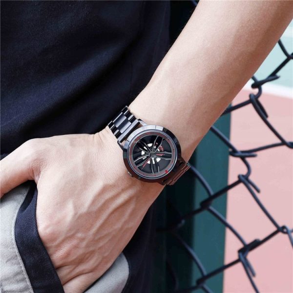 SANDA1009 Watch Man Student Casual Waterproof Steel Band Watch Man (Rose Gold) - Image 14