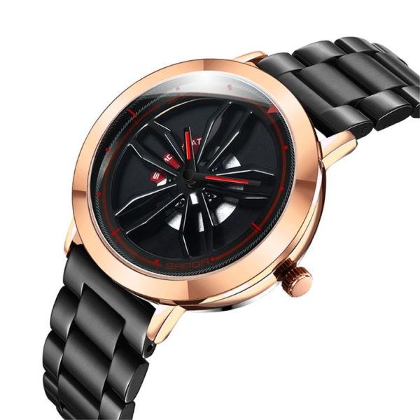 SANDA1009 Watch Man Student Casual Waterproof Steel Band Watch Man (Rose Gold) - Image 3
