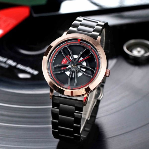 SANDA1009 Watch Man Student Casual Waterproof Steel Band Watch Man (Rose Gold) - Image 4