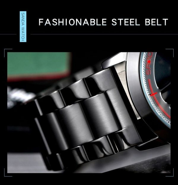 SANDA1009 Watch Man Student Casual Waterproof Steel Band Watch Man (Rose Gold) - Image 5