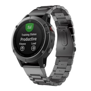 Garmin Fenix 5X Three-Bead Stainless Steel Metal Watch Band, Size: 26MM (Black)