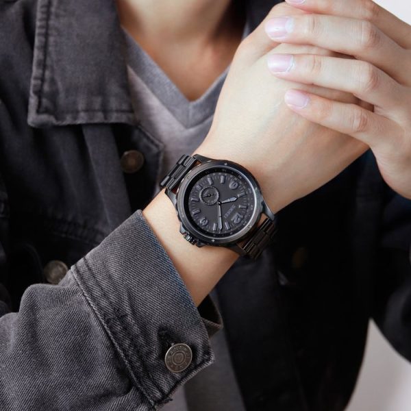 Skmei 1513 Fashion Trendy Steel Band Quartz Watch Mens Waterproof Leisure Watch (Black) - Image 15
