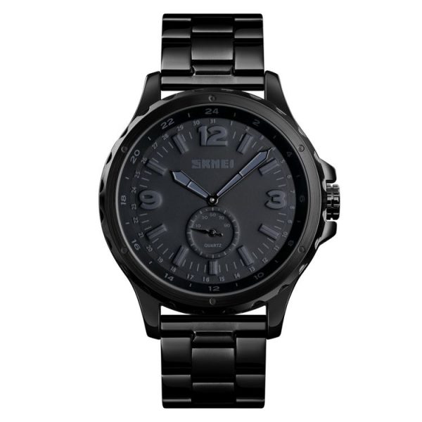 Skmei 1513 Fashion Trendy Steel Band Quartz Watch Mens Waterproof Leisure Watch (Black) - Image 2