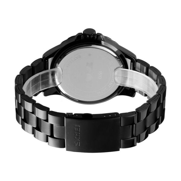 Skmei 1513 Fashion Trendy Steel Band Quartz Watch Mens Waterproof Leisure Watch (Black) - Image 4
