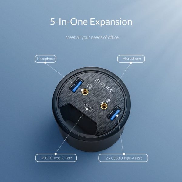 ORICO DESK-2U1C Desktop Power Grommet Multi-Function HUB - Image 4