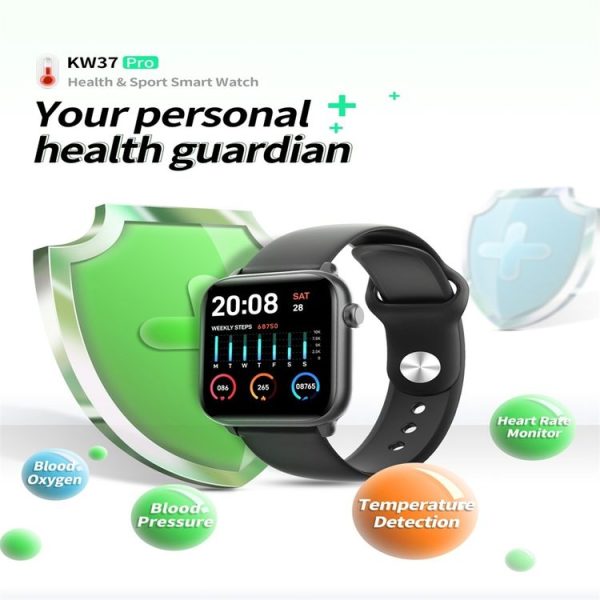 KW37 PRO 1.3 inch Color Screen Smart Watch IP68 Waterproof, Support Temperature Detection / Heart Rate Monitoring / Sleep Monitoring / Blood Pressure Monitoring / Blood Oxygen Monitoring (Gray) - Image 2