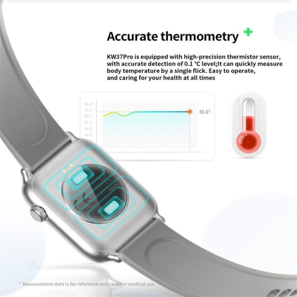 KW37 PRO 1.3 inch Color Screen Smart Watch IP68 Waterproof, Support Temperature Detection / Heart Rate Monitoring / Sleep Monitoring / Blood Pressure Monitoring / Blood Oxygen Monitoring (Gray) - Image 3