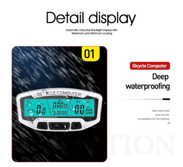 SUNDING SD-558A Bicycle Computer Wired Stopwatch Bicycle Speedometer Digital Odometer Rainproof LCD Backlight Stopwatch - Image 5