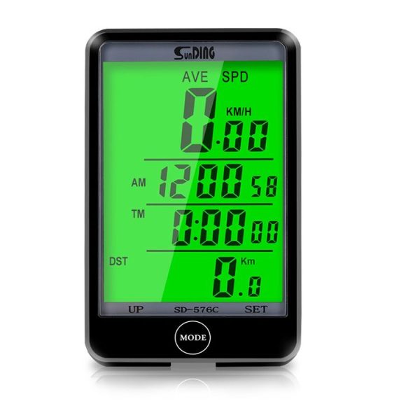 SUNDING SD-576C Bicycle LCD Backlight Stopwatch Bike Speedometer Cycling Odometer Stopwatch (Black) - Image 2