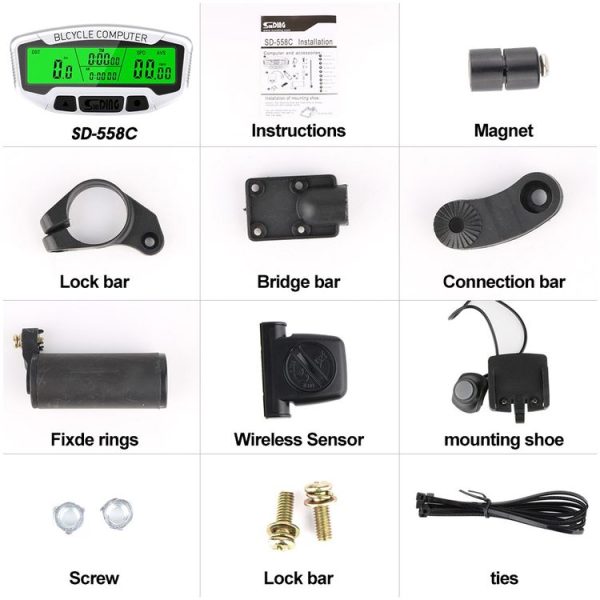 SUNDING SD-558C Bicycle Computer Wireless Digital LCD Backlight Road Speedometer Stopwatch Speedometer - Image 4
