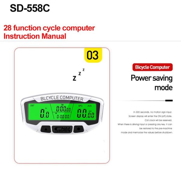 SUNDING SD-558C Bicycle Computer Wireless Digital LCD Backlight Road Speedometer Stopwatch Speedometer - Image 8